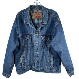 Vtg Levis Jacket Mens Large Flannel Lined Denim Trucker Made USA 90s Western Y2K